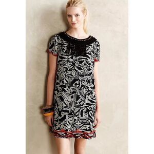 Floreat Anthropologie Abelia boho front short sleeve shift Dress size medium